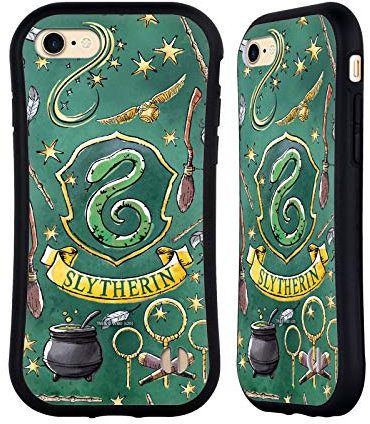 Head Case Designs Offizielle Harry Potter Slytherin Muster Deathly Hallows XIII Hybride Handyhülle Hülle Huelle kompatibel mit Apple iPhone 7/8 / SE 2020 & 2022
