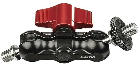 Hama Kamera Halterung für Ringlicht (Stativ mit 2x Kugelkopf, Gelenke flexibel einstellbar, geeignet für Kamera, Videokamera und Webcam mit ¼“, zum Aufschrauben auf Ringleuchten mit ¼“, Länge 72 mm), 00004650, Schwarz