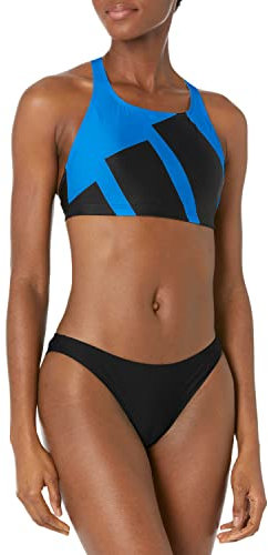 adidas Women's Standard Big Bars Bikini, Blue Rush, Small