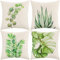 ARNTY Kissenbezug 45x45cm, Kissenhülle Boho Kissenbezüge 4er Set Dekorativ Kissenbezug für Sofa Büro Auto Schlafzimmer Zuhause Dekor (Grünes Blatt-Leinen)