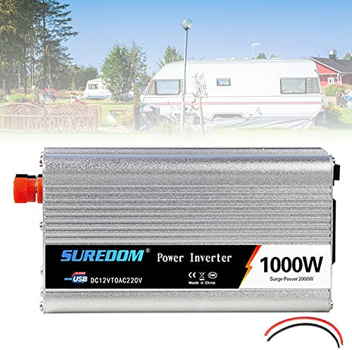 300W/500W/600W/800W/1000W/1200W/1500W/2000W Convertisseur Pur Sinus,DC 12V à AC 220V,Tension Voiture Power Inverter,avec Allume Cigare Prise Electrique,pour RV,Voyage,12V/220V-1000W