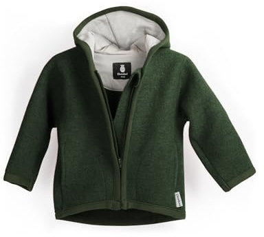 Ehrenkind® Walkjacke Waldgrün Gr. 122/128 | Jacke für Kind aus Merino Schurwolle mit Reißverschluss | Walk Jacke für Baby