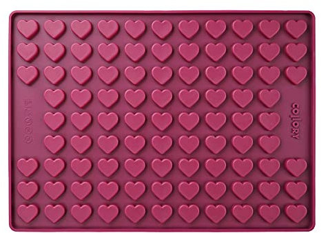 Collory Backmatte Hundekekse für MEDIUM (2,6cm) HERZ FORM Leckerlis, Silikon Backform, Pralinenform, Schokoladenform, Hitzebeständig, Lebensmittelecht & Bpa-frei