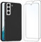 NEW'C Cover per Samsung Galaxy S22 5G in custodia silicone ultra sottile nero e 2 × vetro temperato, pellicola protettiva per schermo