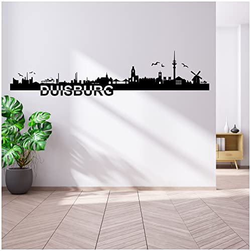 Wandtattoo Städte Skyline Deutschland 110cm Breite deine Stadt Wandaufkleber Panorama Wandsticker selbstklebend für Wohnzimmer Esszimmer Jugendzimmer YX038 (07 Duisburg)