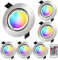 KYOTECH LED Einbaustrahler RGB +Warmweiss 3000K Schwenkbar 230V 5W Einbauleuchten Ultra Flach Lochmass φ68-80mm Einbauspot Farbwechsel Dimmbar mit Fernbedienung 400LM