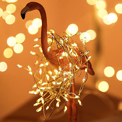 Hillylolly Guirnalda Luces Pilas, 3M 120LED, Cadena Led para Árbol de Navidad Con Mando, Decorativas para Halloween, Casas, Boda