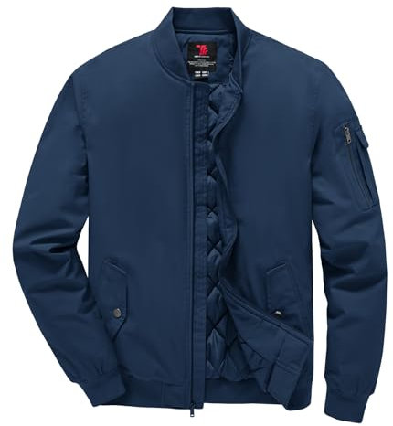 donhobo Herren Winter Jacke Bomberjacke Quilted Steppjacke Winddicht Gefüttert Herbst Winter Warm Gepolsterte Mäntel Outwear Marine L