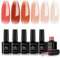 TOMICCA Vernis Semi Permanent Transparent Rose Set, 6 couleurs Rose Blanc Laiteux Vernis Gel UV, Soak-Off Vernis à ongles UV/LED Gel Cadeau pour salon de manucure DIY Home, 8ML
