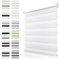 Doppelrollo Klemmfix ohne Bohren Weiß B55 x H110cm(Stoffbreite 50cm) Duo Rollos für Fenster ohne Bohren Klemmrollo Zebrarollo Seitenzugrollo mit Kindersicherung Fenster Rollos für innen