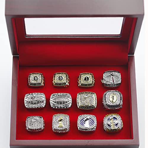 HYKJSHED 12PCS Fantasy Football Ringe 2011 bis 2022 Championship Rings Collection FFL Championship Trophy Gift Box Ring Display Box