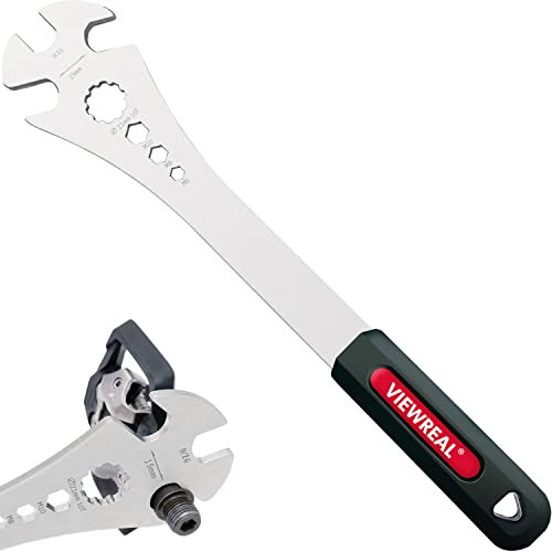 ViewReal 4 in 1 Fahrrad Fahrrad Pedal Schraubenschlüssel Fahrrad Pedal Entfernung Werkzeug mit 12,6 Zoll extra langem Griff Multifunktional 1,5 cm 916 Zoll MTB Pedal Entfernung Schraubenschlüssel,