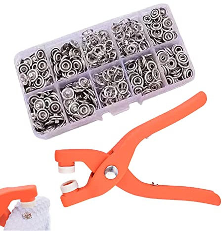 Werkzeugset mit fünfpoliger Schließe,Metall Druckknöpfe Set Mit Zange, Nahtlose Druckknöpfe, Selbstgenähte Kam Druckknöpfe, Kinder Taschenkappe, Starter Set (50/75/100/KNÖPF)