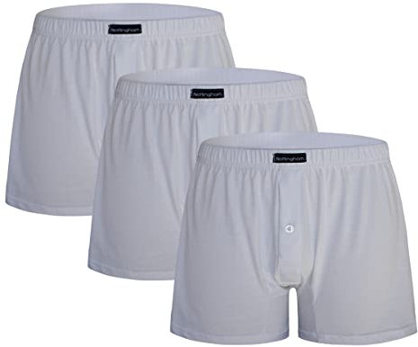 Nottingham Boxer Uomo Cotone Mercerizzato, Art. 7100 Bianco 3pz XXL