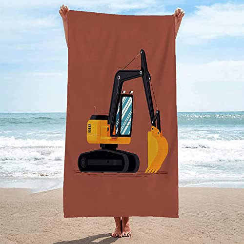 EMENZA Strandtuch Groß 200 x 200 cm Bagger, Microfaser Handtücher Badetuch Strandlaken Handtuch Gelb, Schnell Trocknen Strandhandtuch Badetücher Herren Frauen Strandtücher Badehandtuch
