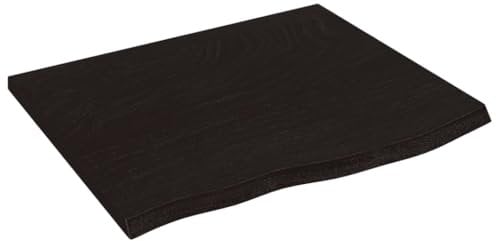 vidaXL Wandregal, Holzregal Regal Handgefertigt mit Baumkante, Wandboard Regalbrett Deko, Bücherregal Hängeregal, Dunkelbraun 60x50x2cm Massivholz Eiche Behandelt