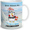 TRIOSK Tasse Pinguin mit Spruch Ganz dünnes Eis Freundchen Geschenk Spaßtasse lustig für Pinguinliebhaber Frauen Männer Büro Kollegen Blau, Keramik 300ml