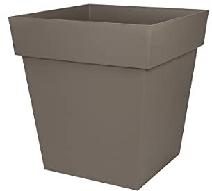 Pot de fleur carré Toscane 49,5 x H.52,5 cm - Taupe - Eda
