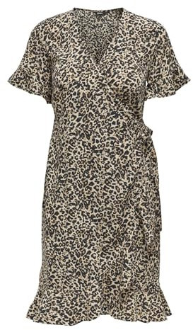 ONLY Onlolivia S/S WVN Noos Robe enveloppante Portefeuille, Gris, 38 Femme