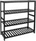 Vencier Bamboo Shoe Rack Natural – Easy Assembly & Strong Design Stand Shelf Organizer Ideal for Corridor, Bedroom, Bathroom, Hallway & Small Spaces, Large Capacity (Black, 4 Tier)