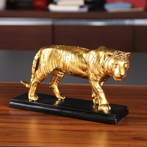 Cutfouwe Goldene Harz Raubkatze Skulptur -Panther Dekoration Für Wohnzimmer Und Schlafzimmer -Raubkatze Tierskulptur-Moderne Dekorative Statue(27X8x16cm),27x8x16cm