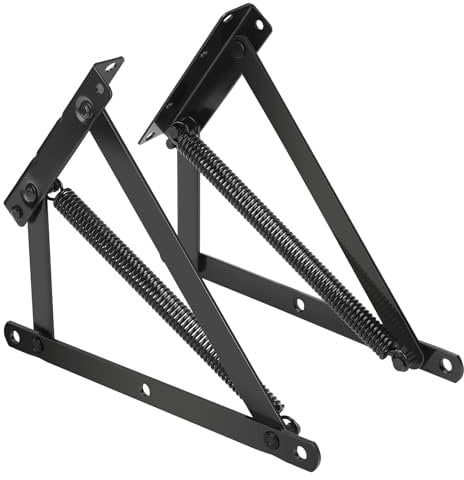 SWAWIS 1 Par Bisagras Triangulares de Muelle Negro, 50° Bisagras de Caja de Cama, Bisagra Elevadora para Sofá Cama Mesa Centro Caja Almacenaje, Accesorio de Cama