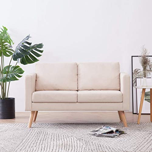 ARKEM 2-Sitzer-Sofa Stoff Cremeweiß Klein Futon Sofa Bed Modular Sofa Love Seat Zweier Sofa