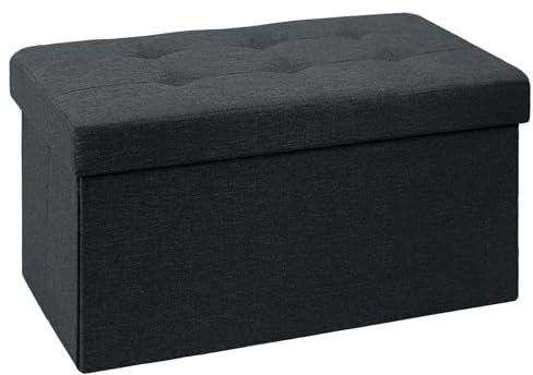 BRIAN & DANY Faltbarer sitzhocker Leinen Sitzbank mit Stauraum, Schwarz, 76 x 38 x 38cm
