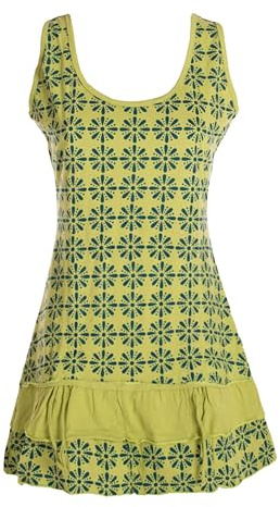 Vishes - Alternative Bekleidung - Damen Lagen-Look Träger-Kleid Jersey-Tunika Sommerkleid Hellgrün 44