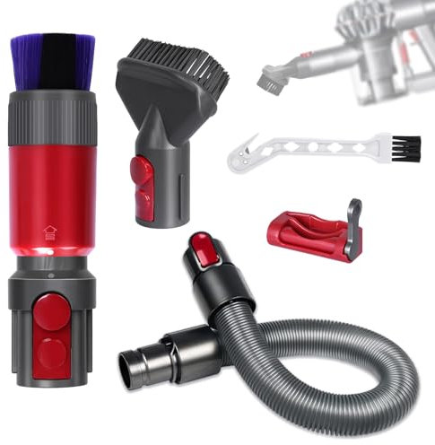 5 Piezas Conector de manguera de repuesto para aspiradora Dyson V15, V8, V12, V11, V7 V10 con Pinceles, Adaptador Tubo Aspiradora, cierre de interruptor y cepillo de limpieza