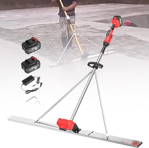 Outil vibrant pour béton, kit vibrant pour chape en béton électrique, règle de nivellement de surface en béton alimentée par batterie, machine vibrante de finition de ciment de chape,2*Battery