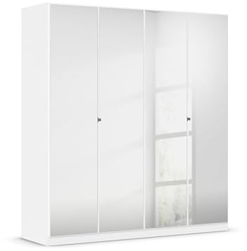 Rauch Möbel Reflect, Kleiderschrank, Farbe Weiß, Breite 181 cm | Schrank, 4-türig, mit Spiegel, Zubehör Classic, für Schlafzimmer, Kinderzimmer, Studentenwohnung, Garderobe, Flur
