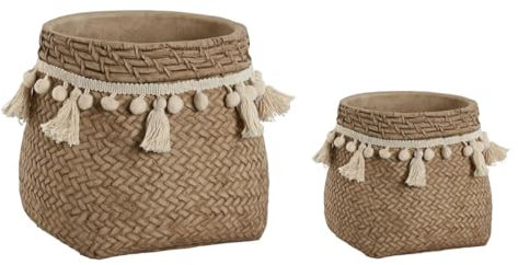 Home ESPRIT Set de Maceteros Marrón Claro Cemento Tropical 30 x 29 x 25 cm