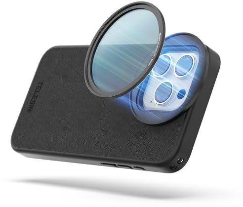 TELESIN° 58 MM Magnetischer Zirkularpolarisator Filter & Handyhülle Kit für iPhone 15 Pro MAX, CPL Filter+ Magnetische Handytasche, Mutil Resistant Beschichtet Super Slim Filter mit HD Optischem