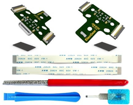 ElecGear 2X USB C Ports de Charge de Remplacement pour PS4 Manette de 1. Gén, Mise à Niveau DS4 de l'adaptateur de connecteur Micro-USB vers USB Type-C pour JDS-001, JDS-011 et JDS-030