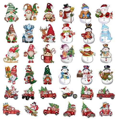 Rebanky 36 Pezzi Natale Ciondolo in Legno Addobbi Albero di Natale Legno Addobbi Natalizi Gnomi Gnomo Pendenti Albero di Natale Ciondoli legno Natale per albero di Natale