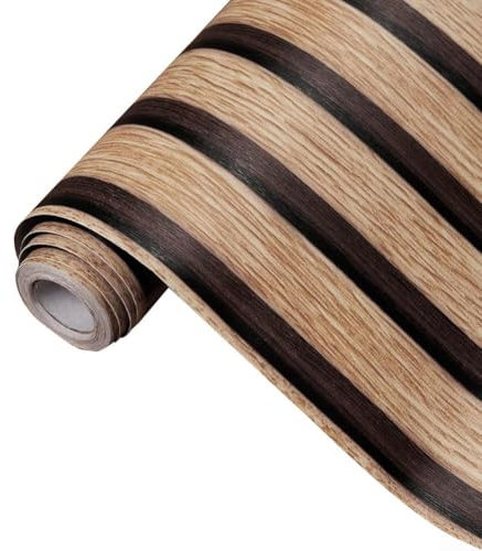 Besttoolifes Autocollant mural à lattes en bois 3D effet panneau de bois, revêtement mural en PVC pour salon, chambre à coucher, texture imitation bois pour décoration d'intérieur (A)