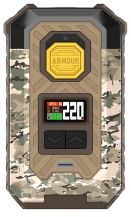 Box Ar-mour Max Mod Vapo'resso Vape 220 W Double Batteries 21700/18650 (Batterie non incluse) Mode F(t)/Pul/ECO/TC AXON Chip Cigarette électronique Original (Camo Marron) - No Nicotine