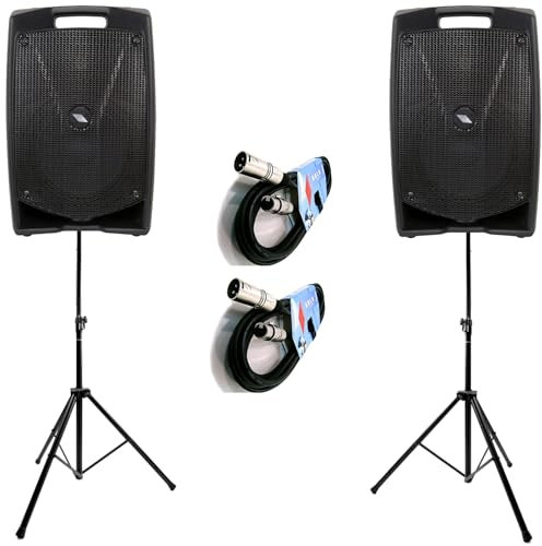PROEL Kit 2 Karaoke Famiglia - 2 Diffusori Attivi V8PLUS 400W, 2 Stativi Proel Fre180KitV2, 2 Cavi audio Proel BULK250LU10, Nero