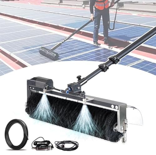 Outil De Nettoyage De Panneau Solaire électrique, Manche Télescopique / 60cm Brosse à Rouleau, Kit De Nettoyage De Panneau Photovoltaïque Solaire, pour Panneau Solaire De Fenêtre,3.5M