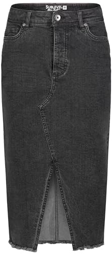 Sublevel Jeansrock Rock Jeans Langer Schnitt Maxi Midi Mini Regular Fit Stretch Denim