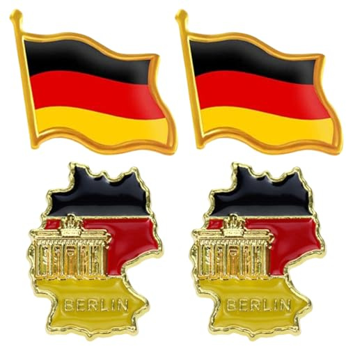 JchEnye 4x SchüTzenfest Deutschland Fahne Abzeichen Kleines Fahnenabzeichen Button Abzeichen Deutschland Abzeichen Schutzmodell Deutschland Landgebiet Abzeichen, Sterling Silber