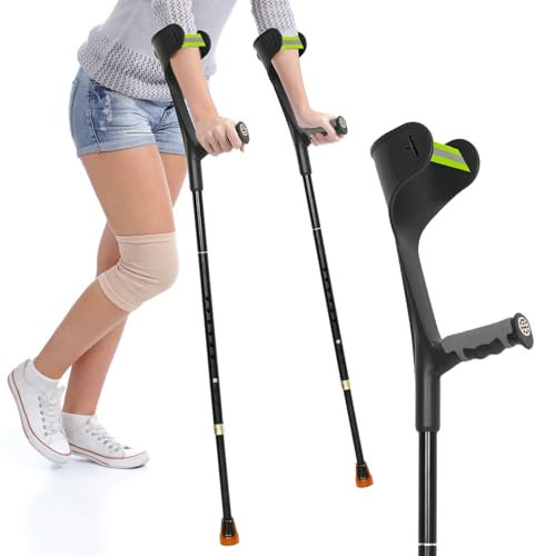 OUUTMEE Gehstützen Achselhöhlenstützen Schwarz Leichte faltbare Gehhilfen Paar höhenverstellbar für Senioren & Erwachsene rutschfeste Griffe 150 kg belastbar