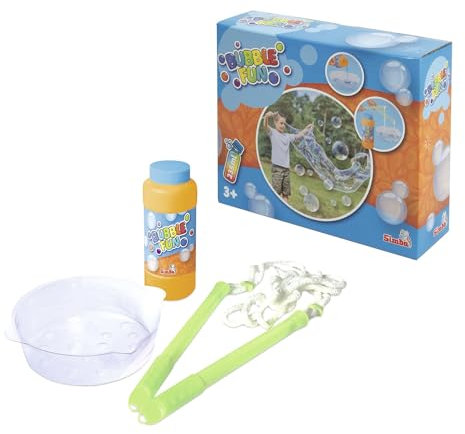 Simba Toys Bubble Fun Seifenblasen Lasso – 235 ml Spezial-Lauge, Schale und Zwei 25 cm Kunststoffgriffe – Riesenseifenblasen abwaschbar und sicher – Spaß ab 3 Jahren