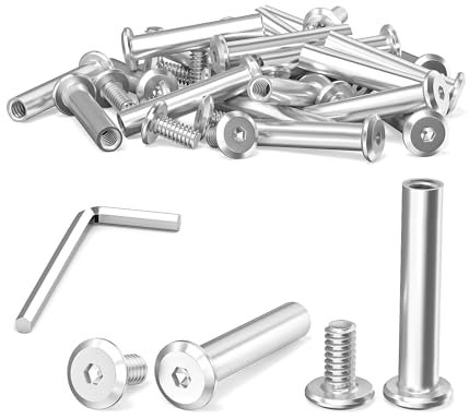 Dayalo 10 Stück M4 x 25mm Verbindungsschrauben, Möbelschrauben, Schrankverbinder, Hülsenschrauben, Edelstahl A2 V2A, mit Sechskantschlüssel für Möbeln, Schränken, Holzbret