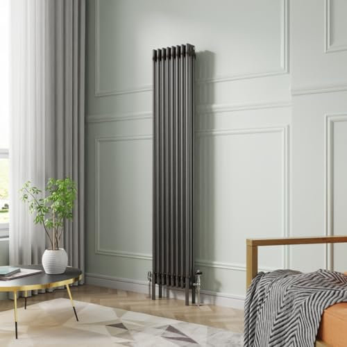 NRG Traditional Vertical Cast Iron Style Radiator Raw Metal Triple Column 1800 x 380mm Central Heating Bathroom Designer Radiators Rad