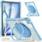 Case for iPad Air 13 Inch (2024) M2/(2025) M3 Shockproof Military Grade Crystal Clear Back Cover Wristband Shoulder Girdle Protective Cover for iPad Air 13 Inch (2024/2025) Blue