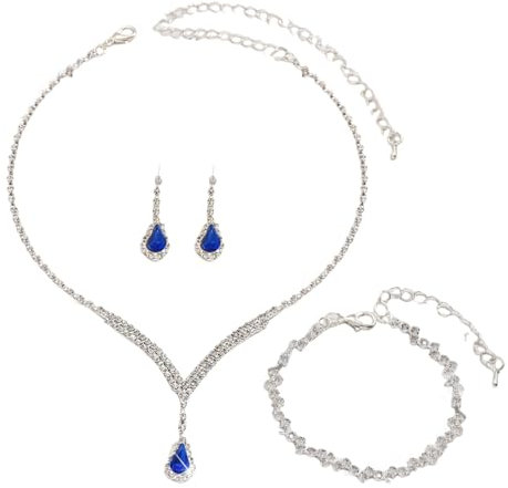TTPSRY Tropfen Schmuckset Halskette Ohrringe Armband Kristall Strass Elegant Hochzeitsschmuck Damenschmuck Luxus Brautschmuck