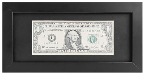 Shadow Box Bilderrahmen, Holz, Dollar-Scheinrahmen, schwarzer Dollar-Bilderrahmen mit Matte, oder 10,2 x 22,9 cm großer Business-Lizenzrahmen