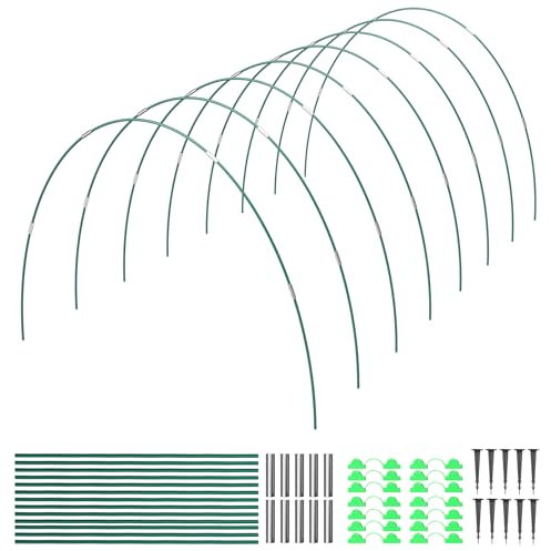 155×65cm Pflanztunnel Bögen,40 PCS Folientunnel für Hochbeet,Pflanztunnel Bögen für Hochbeet,Frühbeet Tunnel DIY Pflanze Unterstützungfür Garten Zeile Abdeckung Pflanzen Obst Gemüse.(Schwarzgrün) 